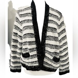 Calvin Klein Cropped Sweater Cardigan Size S  Black/white Grandma Laches Soft